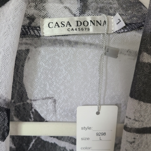 CREATION Black & White Sheer Cover Up Cardigan Jacket Size Large NWT - Picture 6 of 9